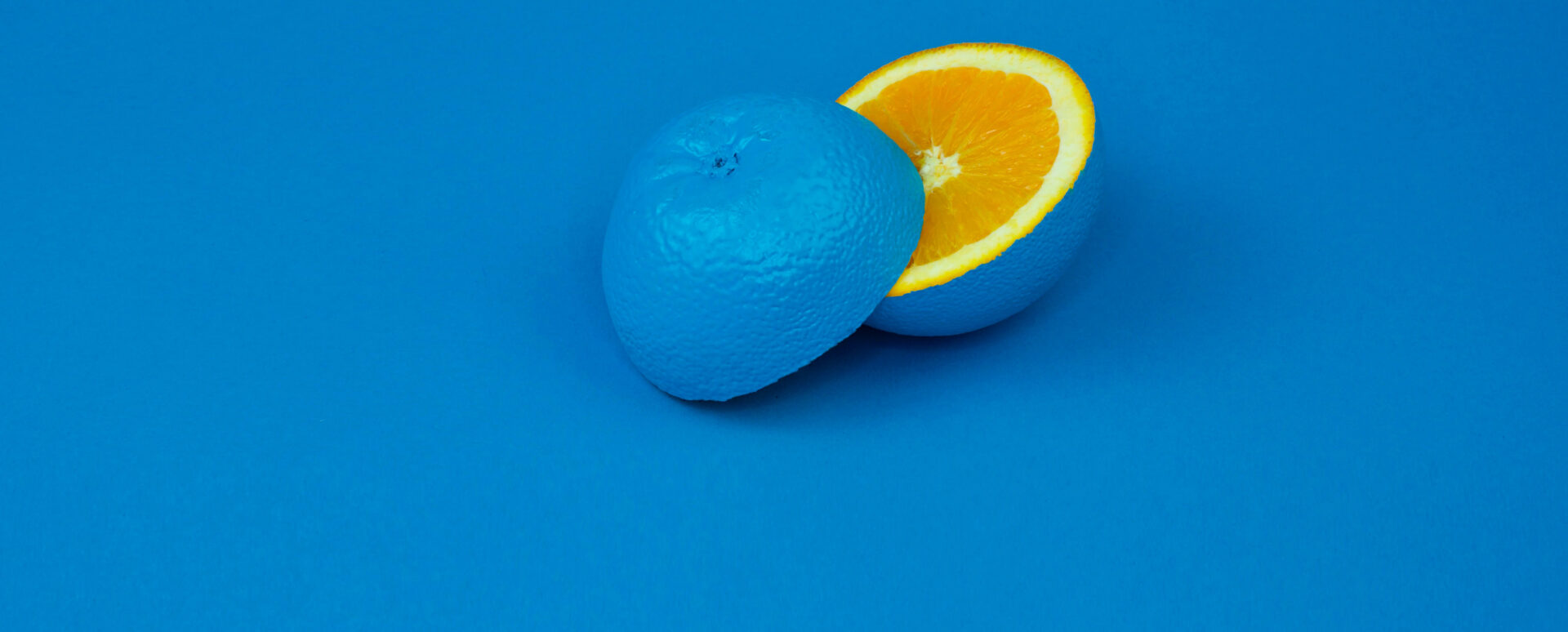 Blue orange in half